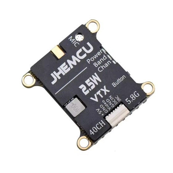 Hot Sales JHEMCU 2.5W 5.8G 40Ch Adjustable With Microphone Heat 2-6S 30X30Mm 2.5W VTX for RC Airplane Made of Metal and Plastic